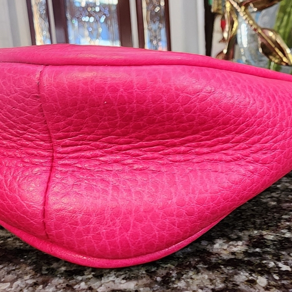Coach Kira Pink Ruby Pebbled Leather Chain Shoulder Bag- NWT- Measures 9.5×6 - Picture 5 of 8